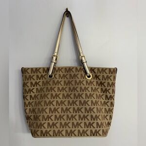 Vintage Michael Michael Kors Jet Set BG/EB/MOCHA EW Signature Tote Bag EUC